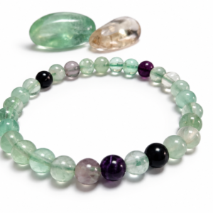 Bracelet boules fluorite verte et violette